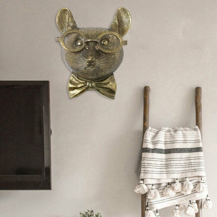 Tierkopf Wanddeko aus Kunstharz | Handbemalt, UV-beständig, mehrere Tiermotive | Blickfang für Wohnzimmer, Büro und Flur