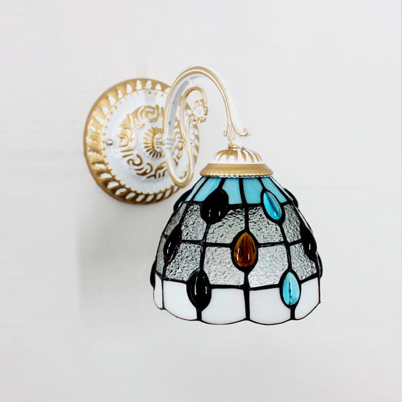 Tiffany Wandlampe Glas | Handgefertigter Blumen-Glasschirm, 1-flammig | Warmes Licht für Wohnzimmer, Flur & Schlafzimmer 4