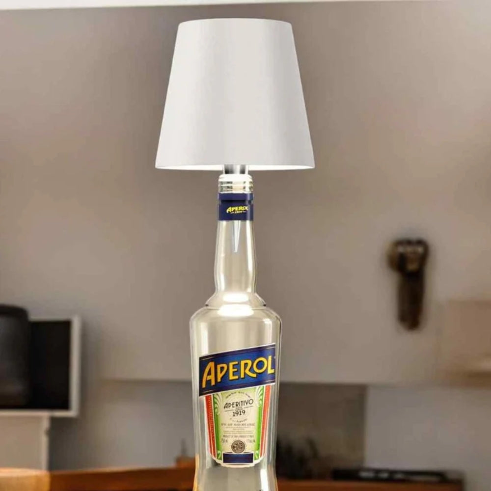 Tischlampe | Flaschenlampen Aufsatz | Kabellos dimmbar | LumiFlasche