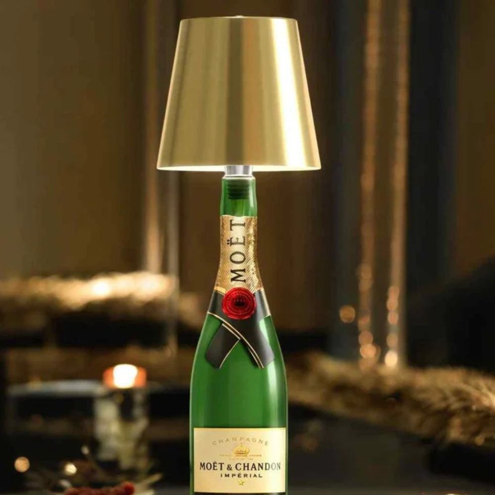 Tischlampe | Flaschenlampen Aufsatz | Kabellos dimmbar | LumiFlasche