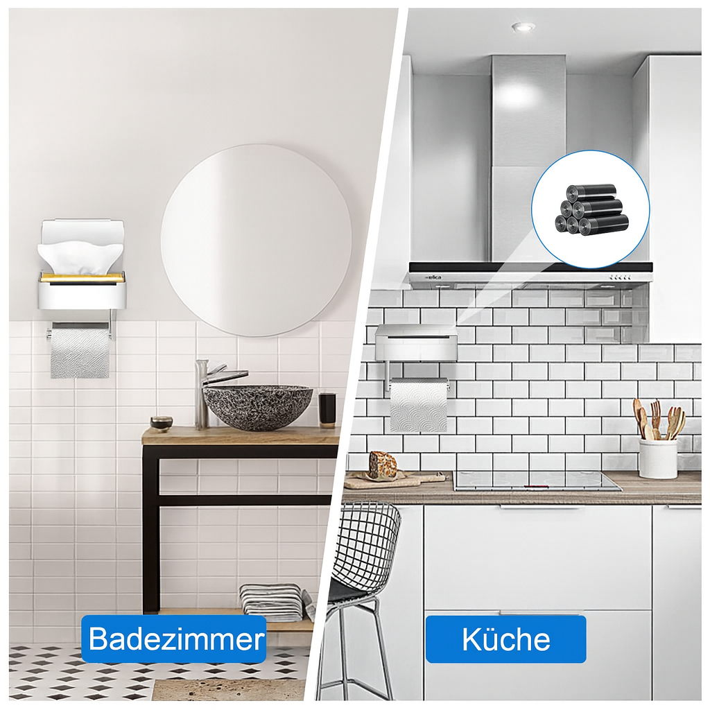 Toilettenpapierhalter | Edelstahl mit Ablage | 2-in-1 Tissuebox & Handyablage