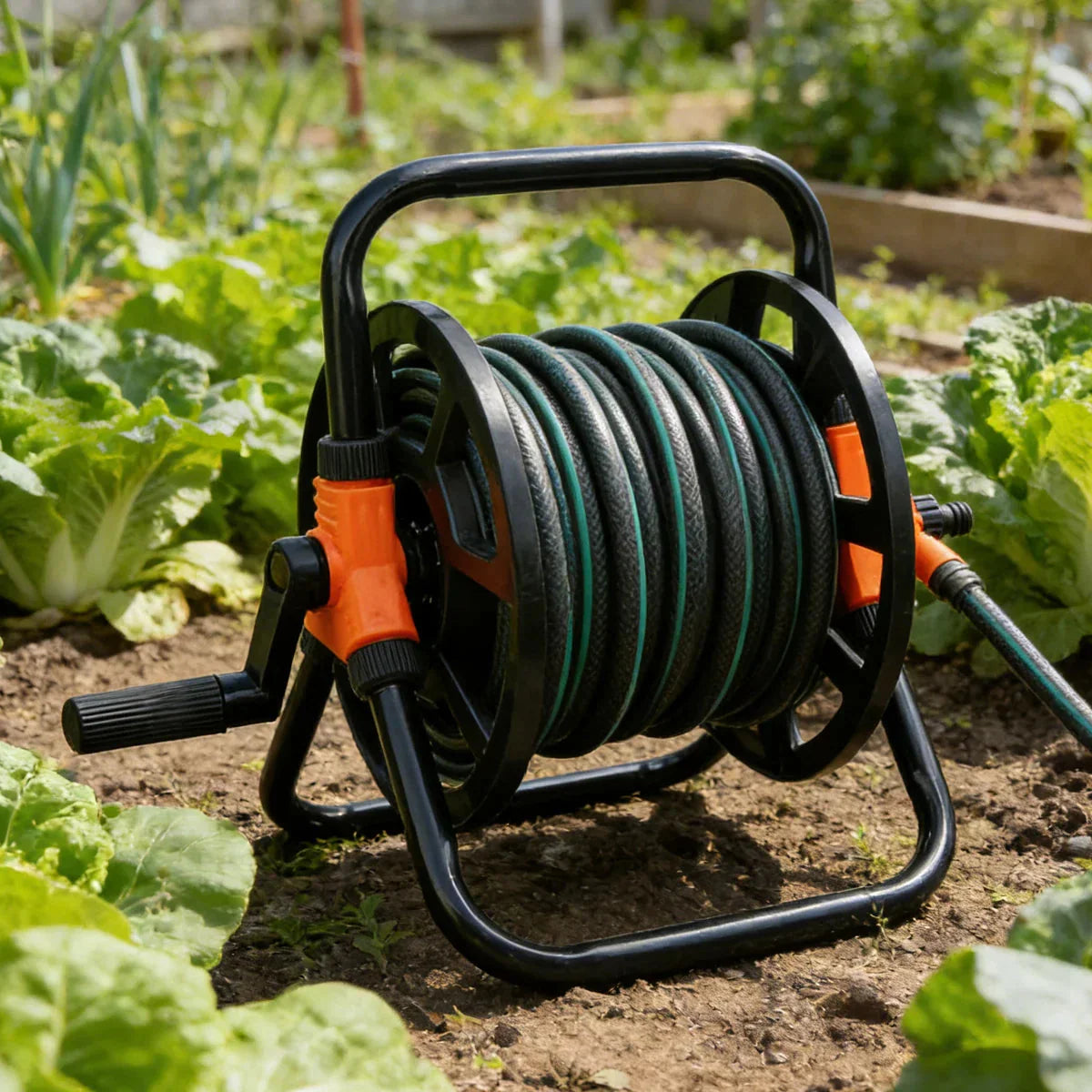 Tragbare Gartenschlauchtrommel | Freistehend | Gleichmäßige Schlauchführung | FlowCrank