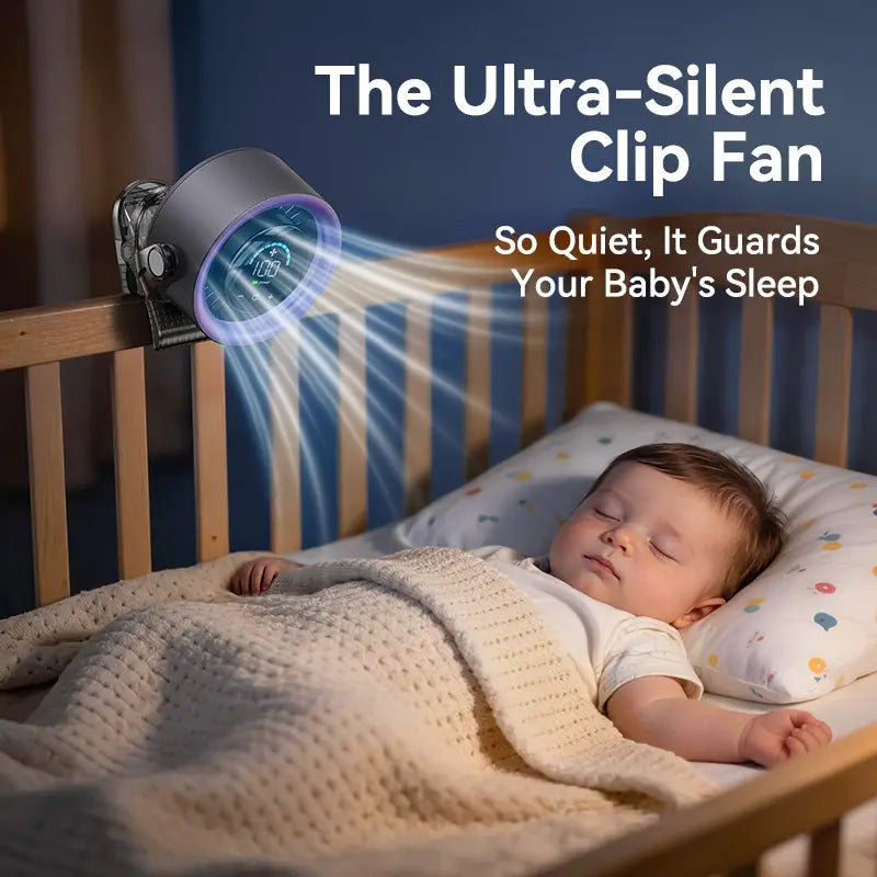 Tragbarer Clip-Ventilator | 100 Stufen & 360°-Kopf | 3-in-1 Klemmen, Stellen, Aufhängen | CoolPod