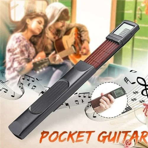 Tragbarer Digitaler Gitarren-Trainer mit Display | Akkordtabelle & Metronom | Echte Saiten | PocketChord
