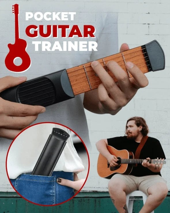 Tragbarer Digitaler Gitarren-Trainer mit Display | Akkordtabelle & Metronom | Echte Saiten | PocketChord