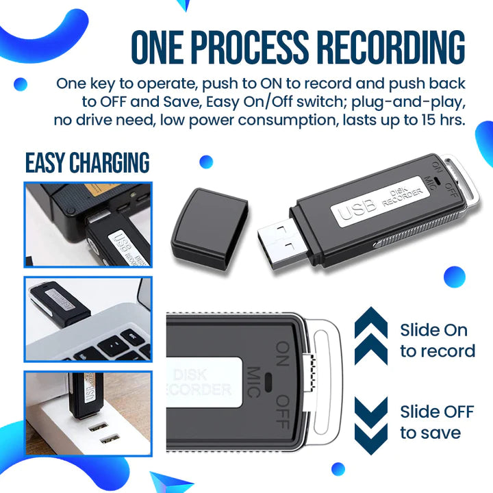 USB Sprachrekorder | Getarntes Design | Rauschunterdrückung | BullySpy