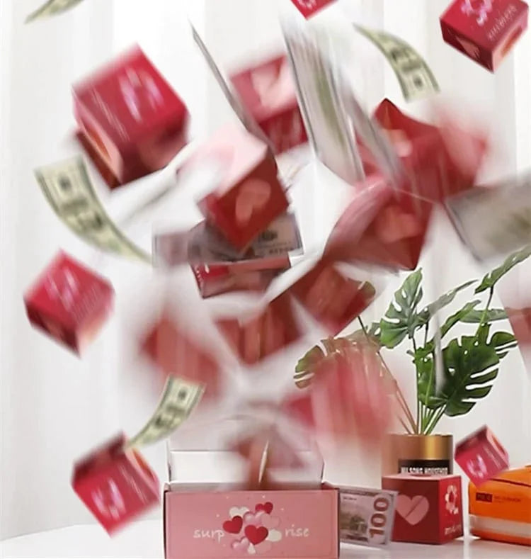 Überraschungsbox personalisierbar Pop-up Geldgeschenke mit Bounce-Karten