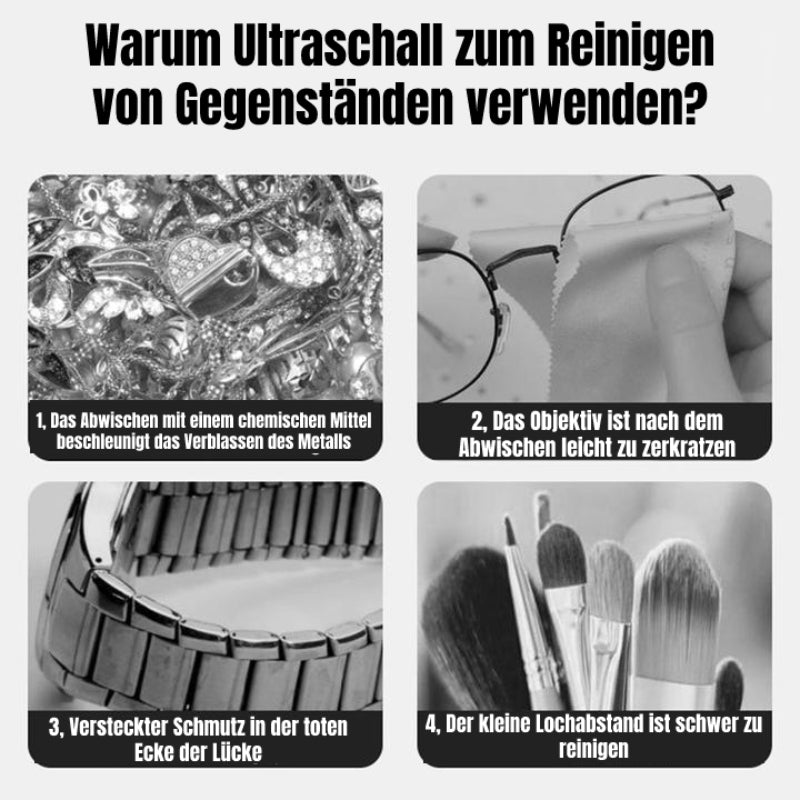 Ultraschallreiniger | 360° Tiefenreinigung | Für Schmuck & Brillen | Tragbar | SonicPure