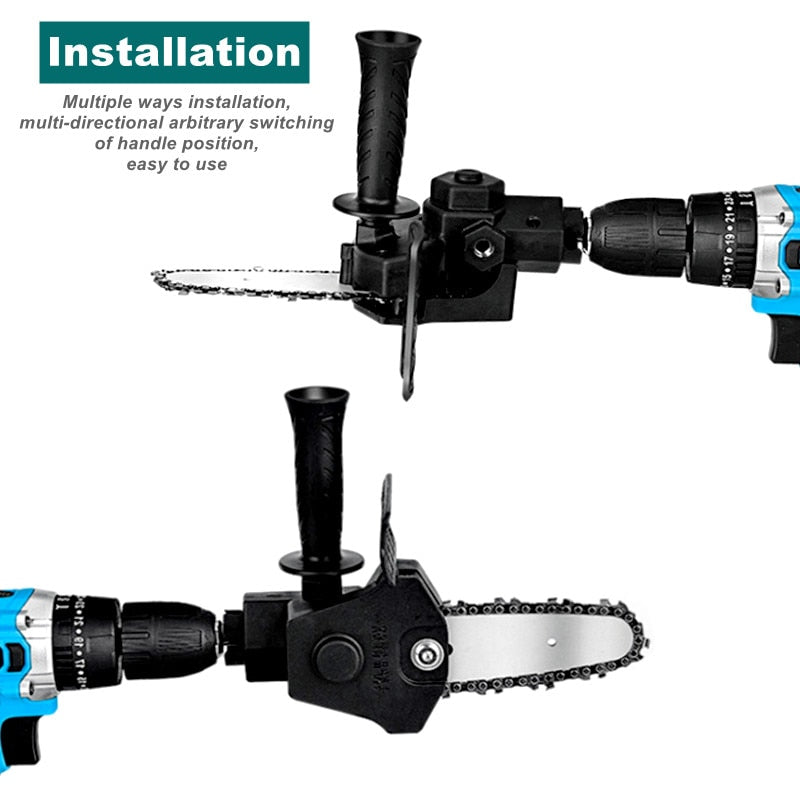 Universal-Kettensägen-Bohraufsatz | Für Bohrmaschine ab 2500 U/min | Wolframstahl-Kette | DrillSaw