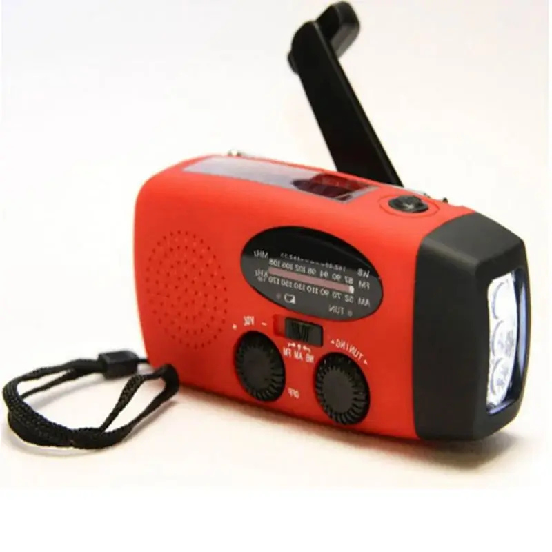Radio d’urgence avec batterie externe | Radio à manivelle avec énergie solaire | Lampe de poche USB et LED | CrankPower