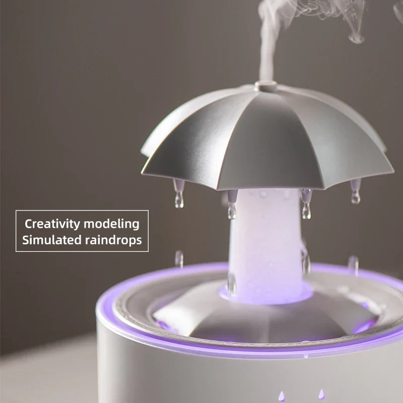 Aromatherapie Luftbefeuchter mit Ultraschall-Vernebler | 300 ml Tank, 7 LED-Farben | Regensound, Timer & Fernbedienung 4
