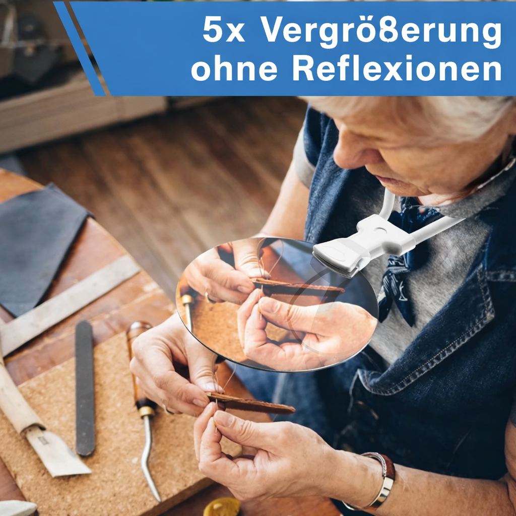 Vergrößerungsglas | Freihand Lupe | Flexibler Schwanenhals | FocusFree