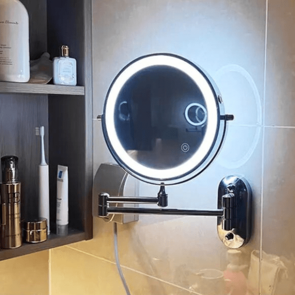 Vergrößerungsspiegel LED Wandmontage | Stufenlose Helligkeit | Wiederaufladbar | Lumirex