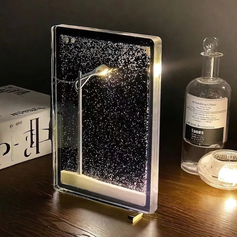 Μαγευτικό φωτιστικό χιονόπτωσης από Plexiglas | Μαγικό εφέ χιονόπτωσης | Ζεστό φως | SnowGlow