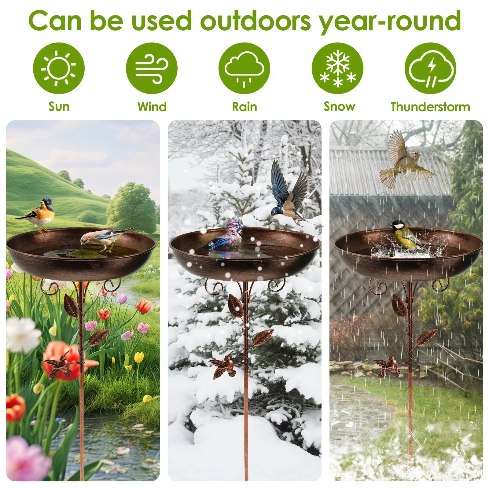 Vogelbad | Mit Ständer | Robuste Metallschale | BirdHaven