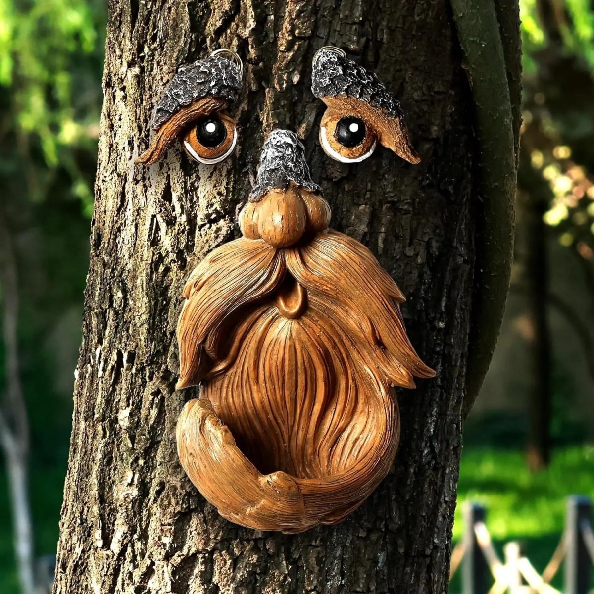 Vogelhaus Baumgesicht Kunstharz | Wetterfest | Futterstation | TreeSpirit