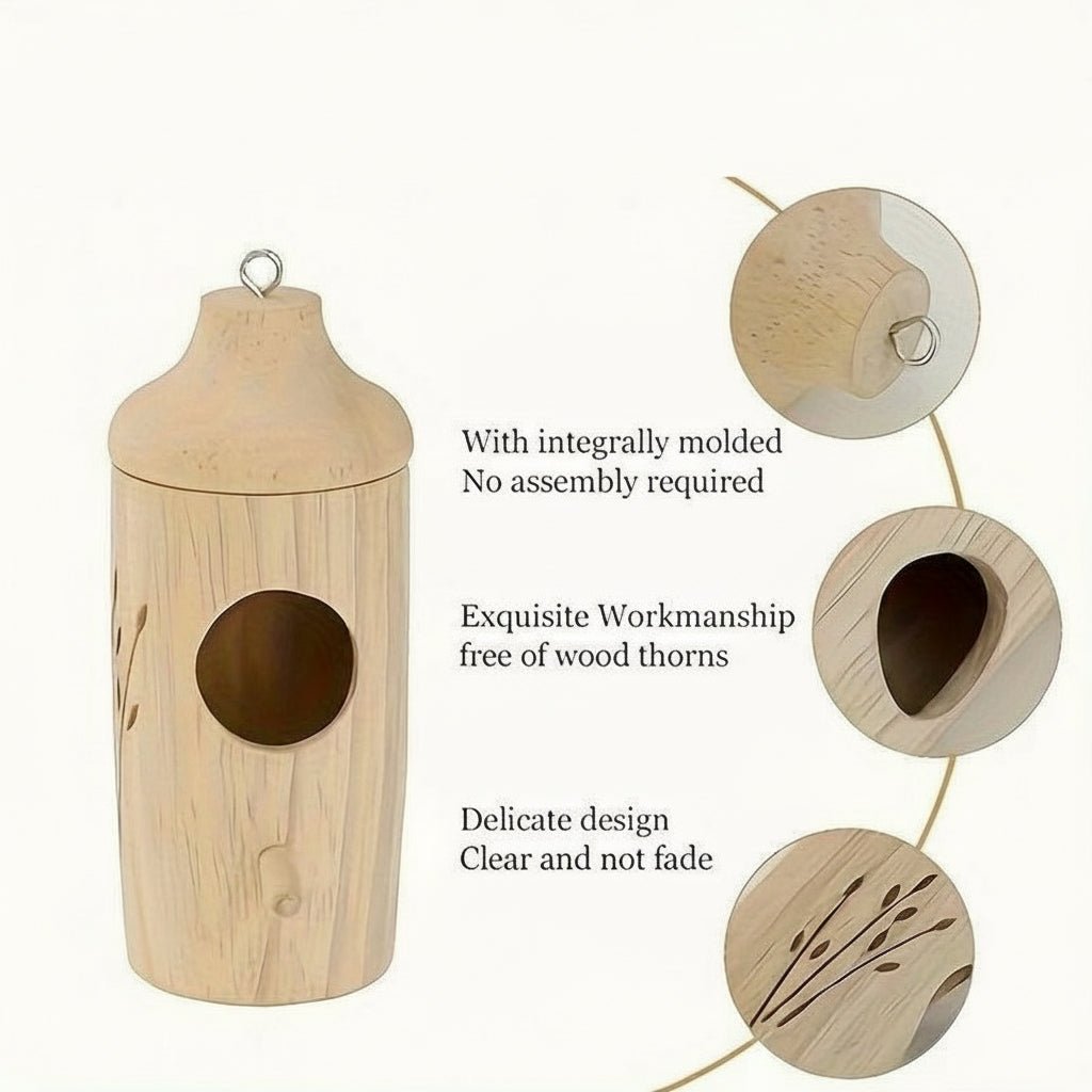 Vogelhaus Holz Hängend 3er-Set | Eingravierte Motive | Nisthaus Garten | BirchHaven