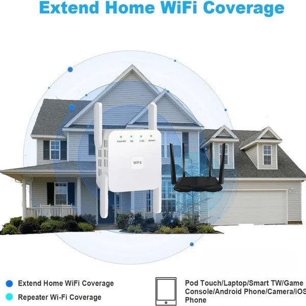 WLAN-Verstärker Dual-Band 2,4GHz 5GHz Steckdose kompakt mit WPS-Taste