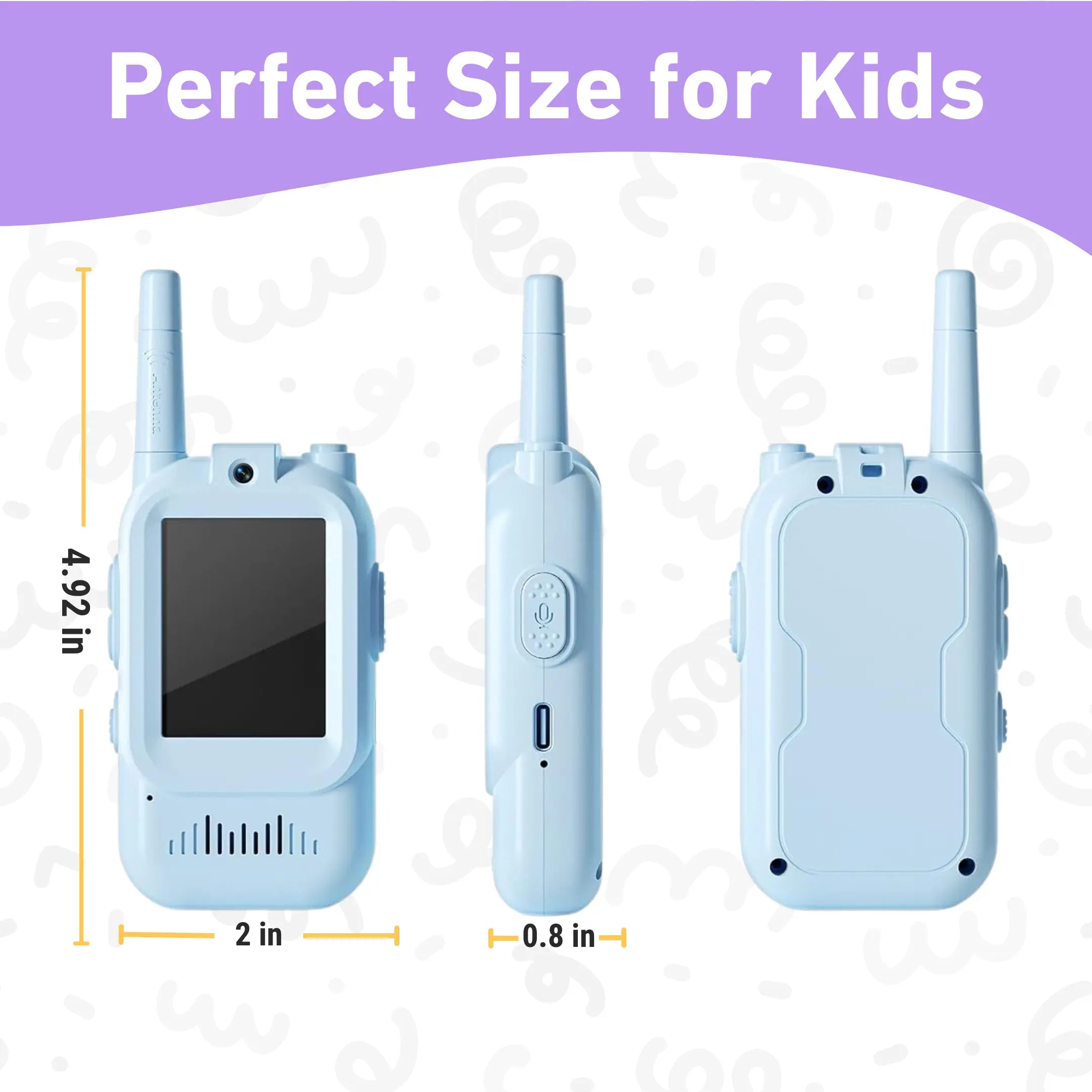 Walkie-Talkie | Live Bild und Sprachkontakt | Wiederaufladbar mit USB C | KidzView