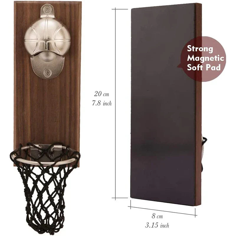 Wall-Mounted Bottle Opener | Basketball Design | Catches Bottle Caps in the Net | CapDunk