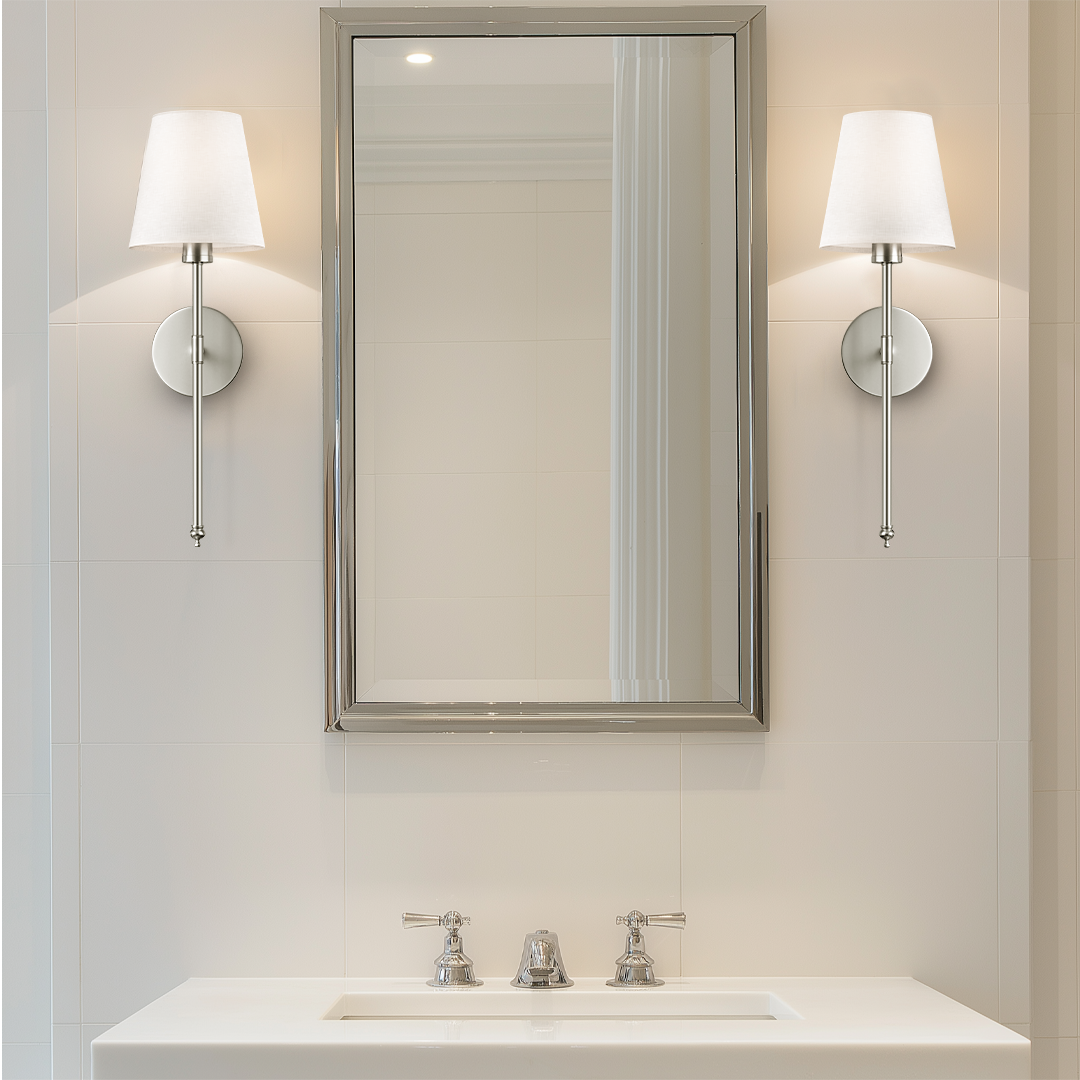Wandleuchte| 3M-Klebemontage | Stoffschirm | 2er-Set | LumiStick Duo