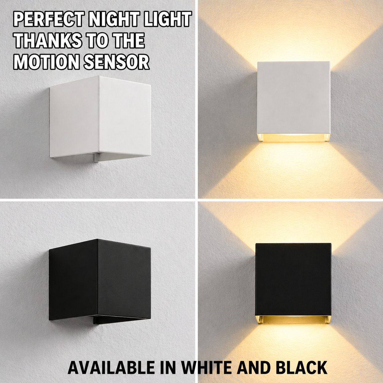 Wandleuchte | Kabelloses Licht mit Bewegungsmelder | Einstellbarer Lichtwinkel modern | LuminaCube