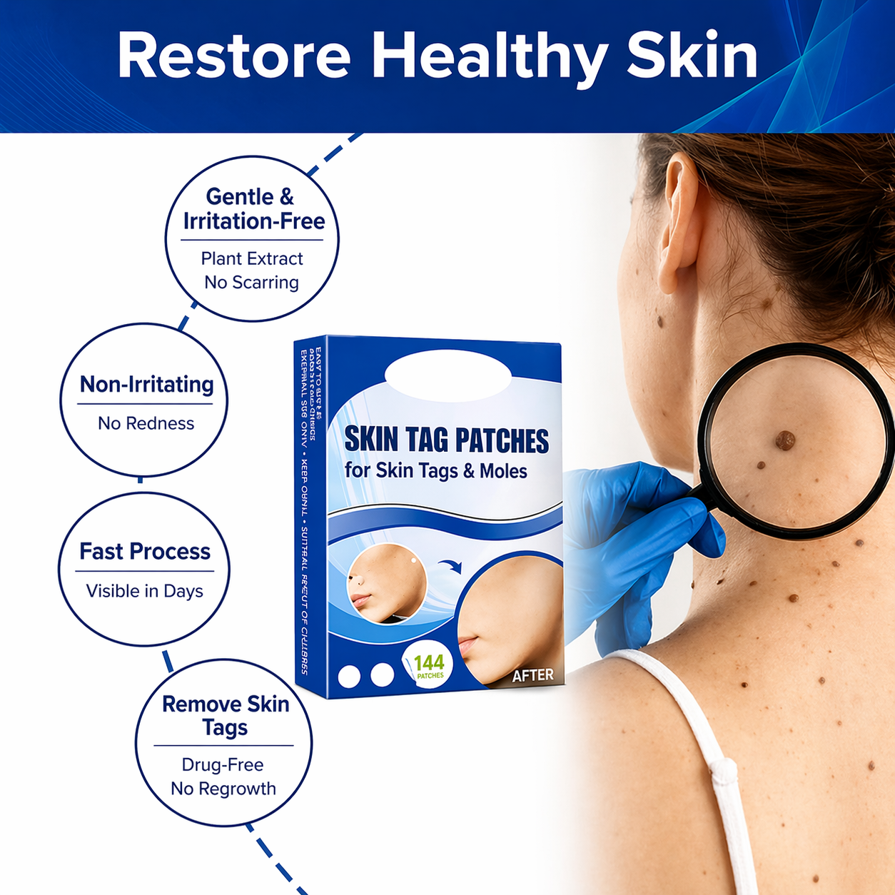 Cerotti per verruche | Applicazione discreta sulla pelle | Formula delicata per la cura a casa | TagAway