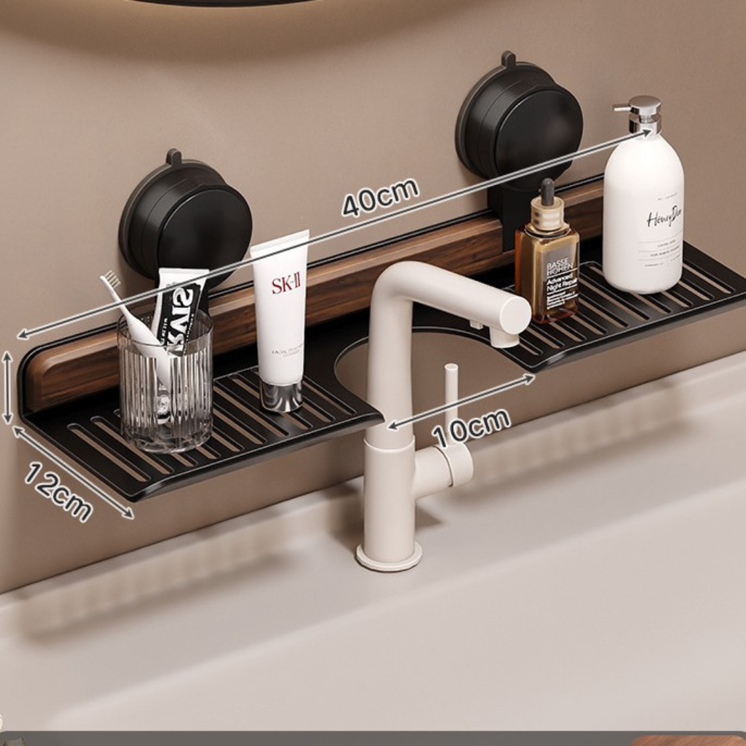 Waschbecken Organizer | Saugnapf Wandablage fürs Bad | Abtropfdesign für Ordnung | SinkSleek