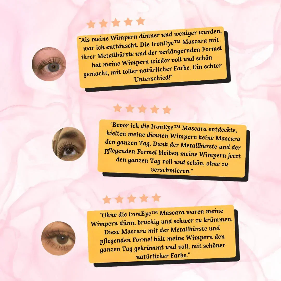 Wasserfest Wimperntusche | Sofort Volumen | Präzisionsbürste klumpenfrei | IronEye