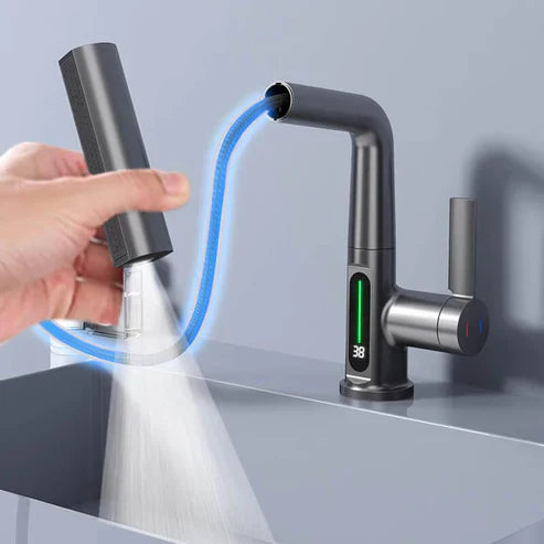 Uttagbar kran 360° roterbar | LED-temperaturvisning | 5 spraylägen | | Flowsense
