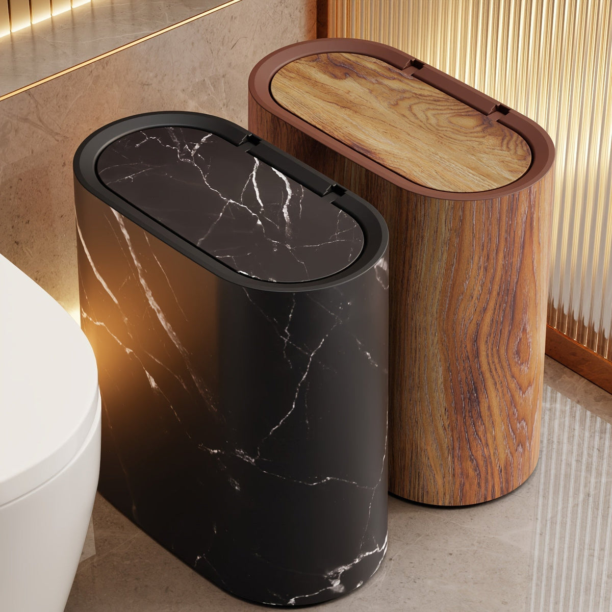 Waste Bin | Schmaler Mülleimer | Push-Deckel, Platzsparend | SlimBin