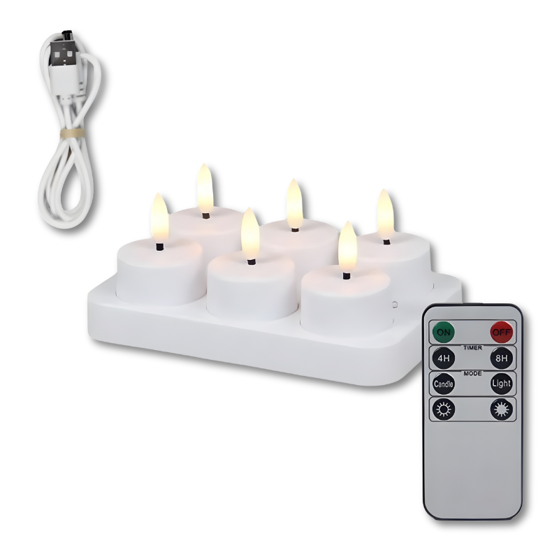 Wiederaufladbare flammenlose Kerzen | Mit Fernbedienung & Timer | USB-Aufladbar | FlameFree