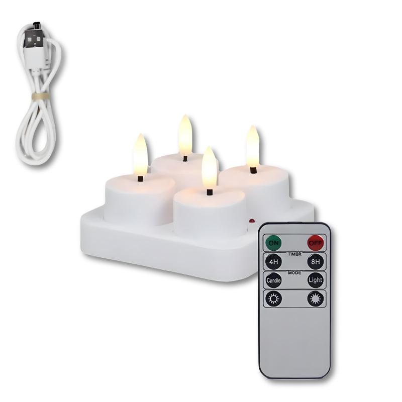 Wiederaufladbare flammenlose Kerzen | Mit Fernbedienung & Timer | USB-Aufladbar | FlameFree