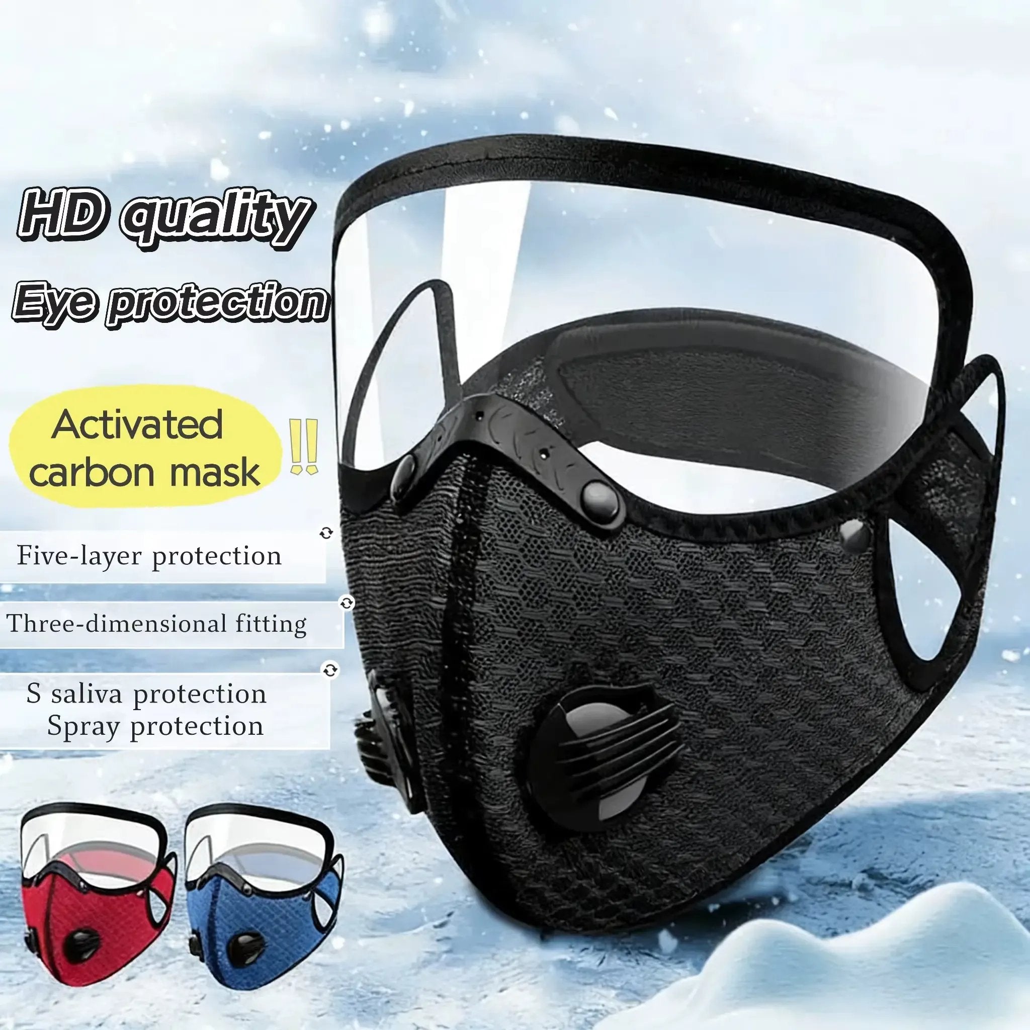 Wiederverwendbare Staubmaske | mit Aktivkohlefilter & Visier | Atmungsaktiv & Leicht | RideMask