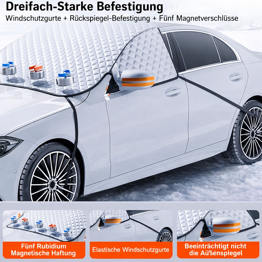 Windschutzscheibenabdeckung Winter | 5-Schicht Eisschutz | Magnetisch & Winddicht | FrostGuard Pro
