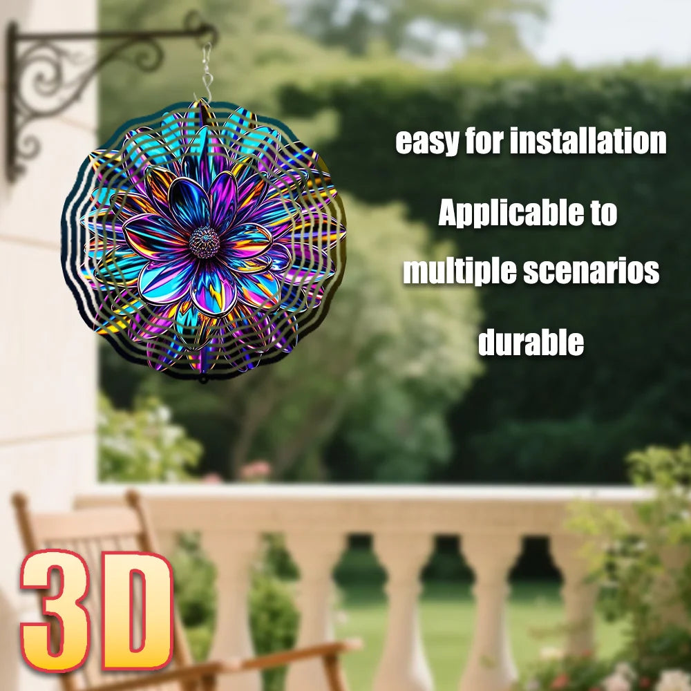 Windspinner Blume Aluminium 360° Drehung Wetterfest UV-Beständig 5