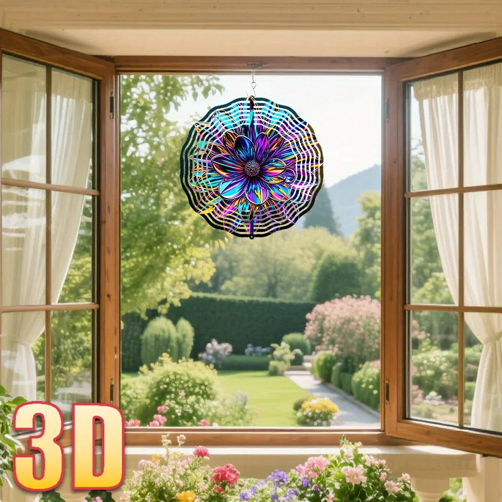 Windspinner Blume Aluminium 360° Drehung Wetterfest UV-Beständig 1