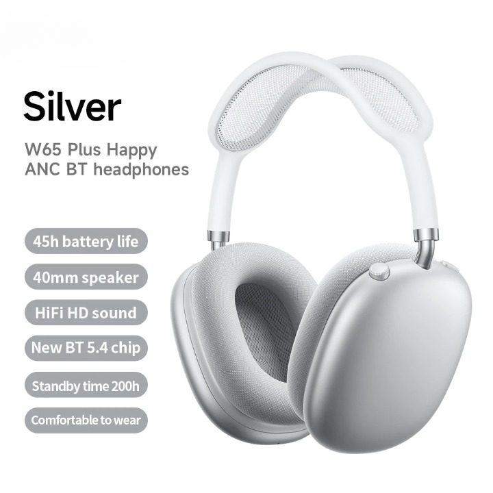 Wireless Headphones | Bluetooth-Kopfhörer Over-Ear ANC W65 Plus | 45 Std. Akkulaufzeit | Wavora