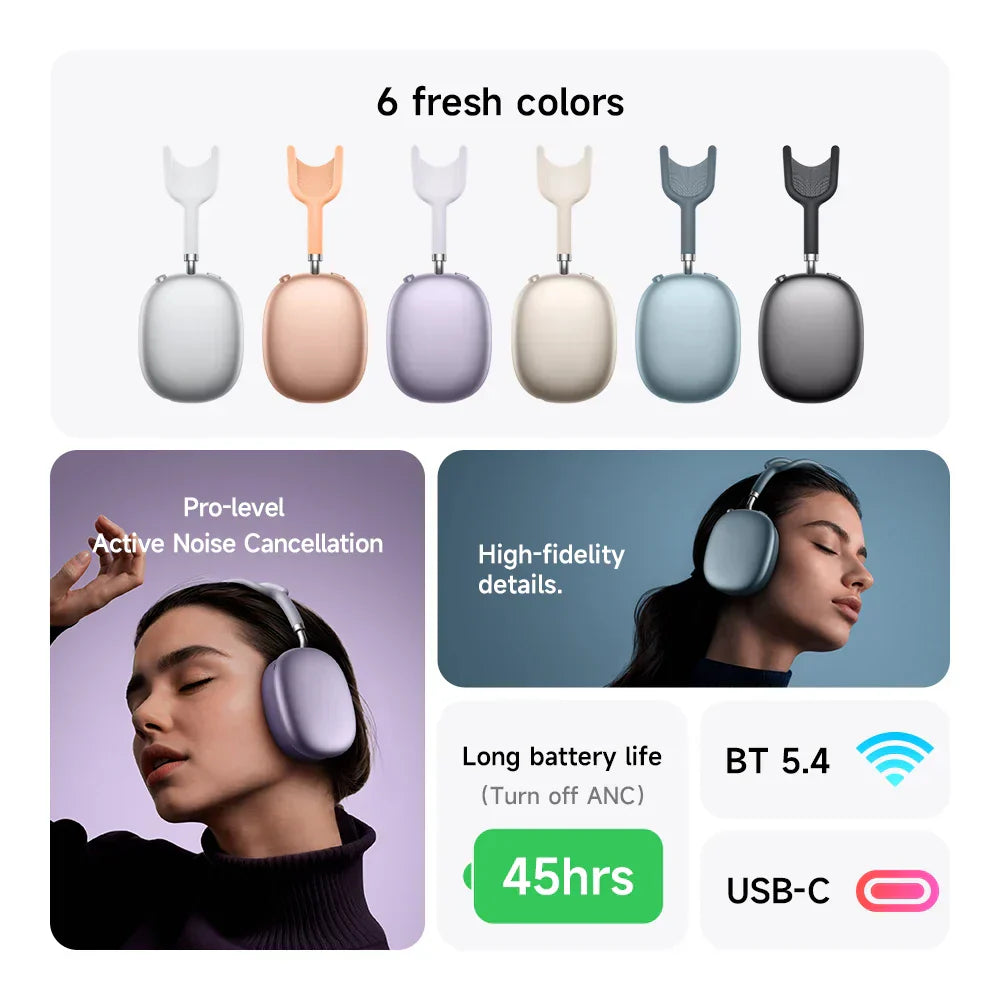 Wireless Headphones | Bluetooth-Kopfhörer Over-Ear ANC W65 Plus | 45 Std. Akkulaufzeit | Wavora