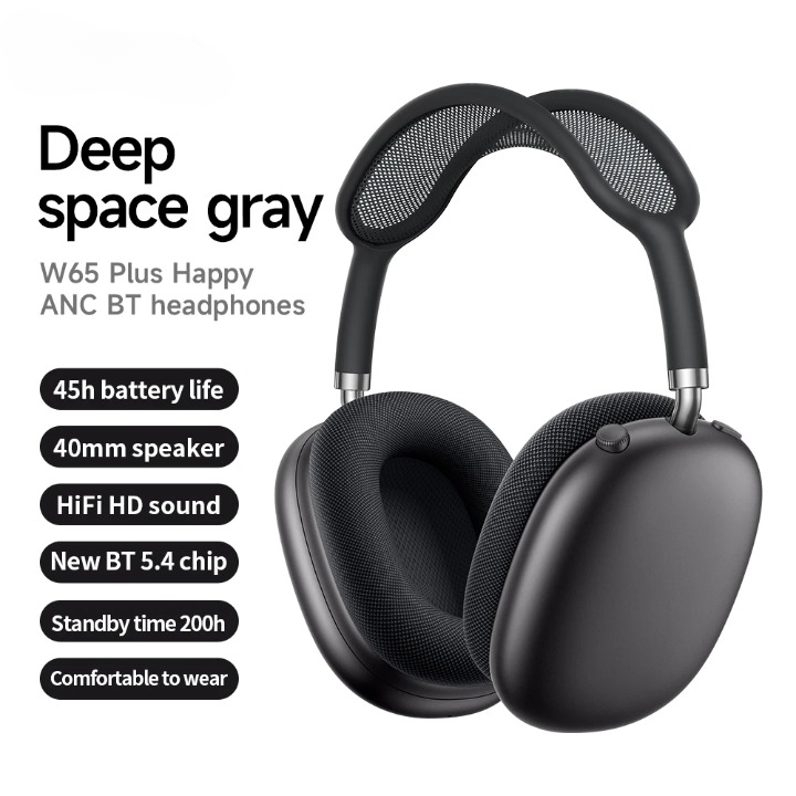 Wireless Headphones | Bluetooth-Kopfhörer Over-Ear ANC W65 Plus | 45 Std. Akkulaufzeit | Wavora