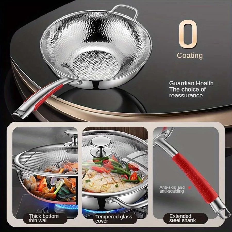 Wok Titan 30 cm Runder Boden | Induktion | Unbeschichtet & Antihaft | Forgea