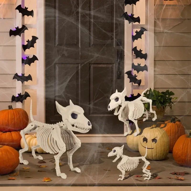 Wolfsskelett Deko Halloween | Realistisches Tierskelett-Design für Innen und Außen | Kunststoff, wetterfest, leicht