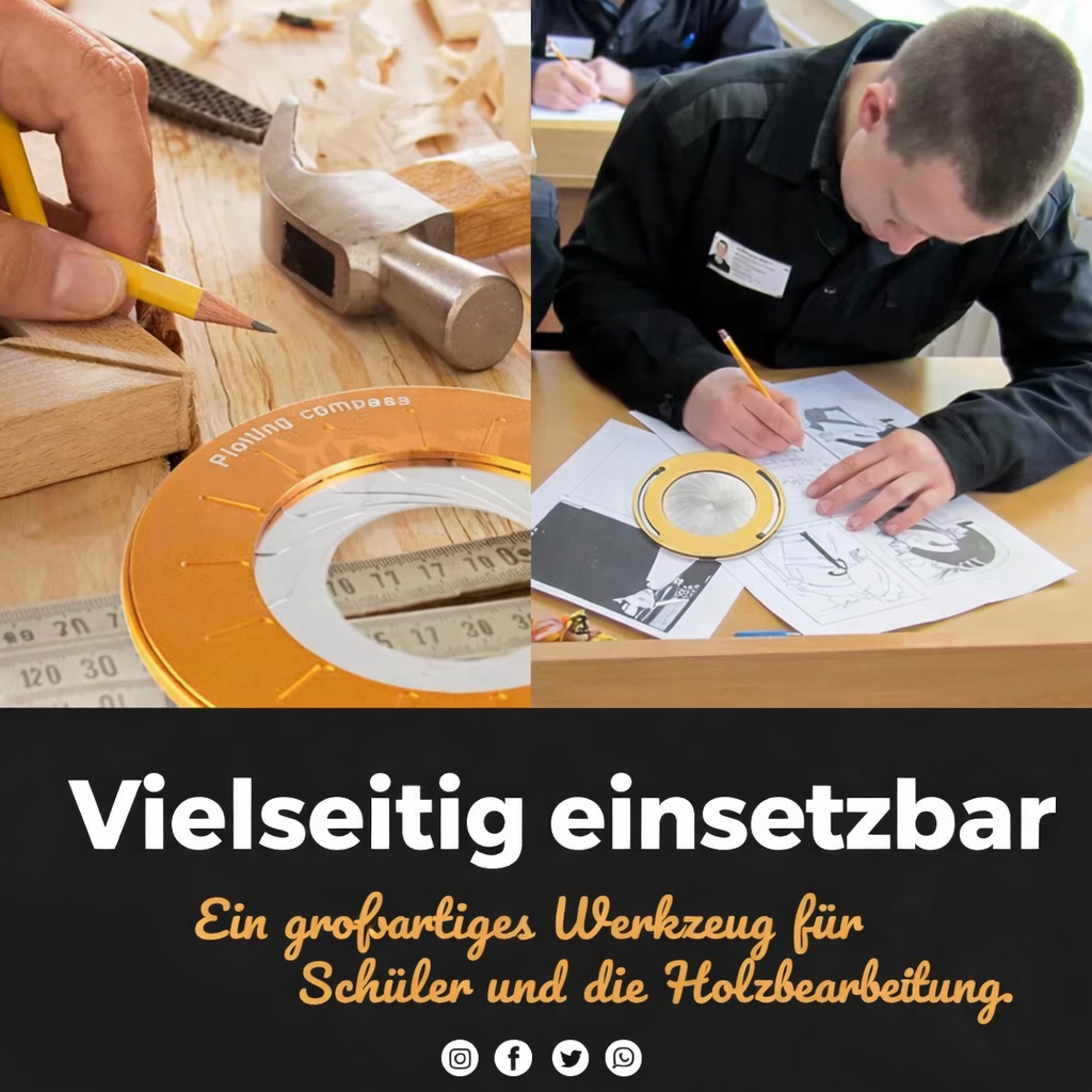 Zeichnung | Verstellbarer Zirkel & Rundlineal | Präzise Kreise bis 12,5 cm | PrecisionPro