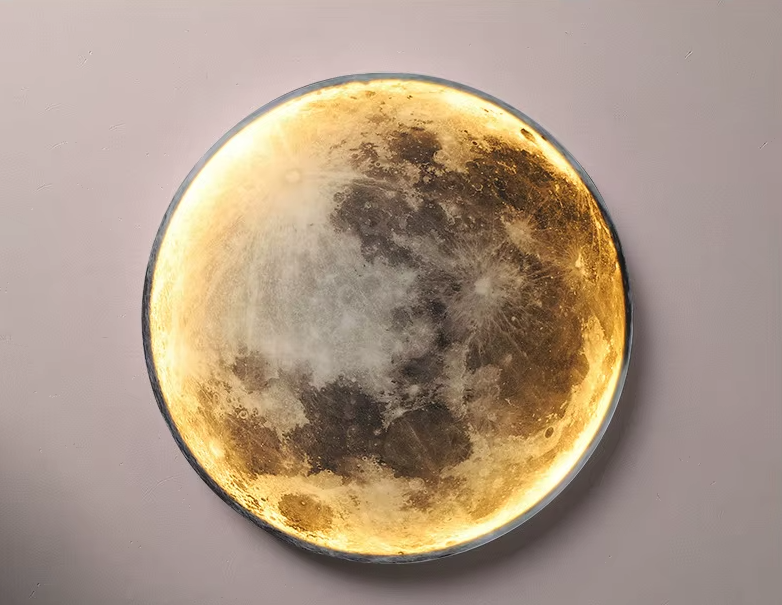 LED-Wandleuchte Mondform 24-80 cm | Realistisches Mondoberflächenmuster | Warmweiss, Kaltweiss, Neutralweiss für Zuhause 12
