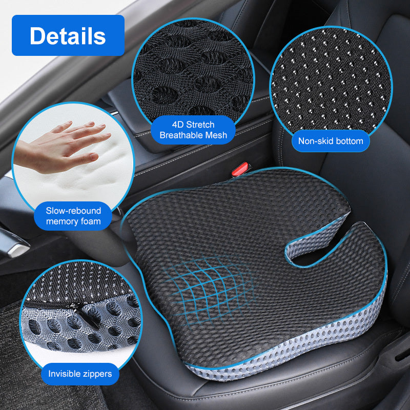 Autositzkissen aus Memory-Schaum | mit Steißbein-Aussparung | Rutschfest | CoreCushion