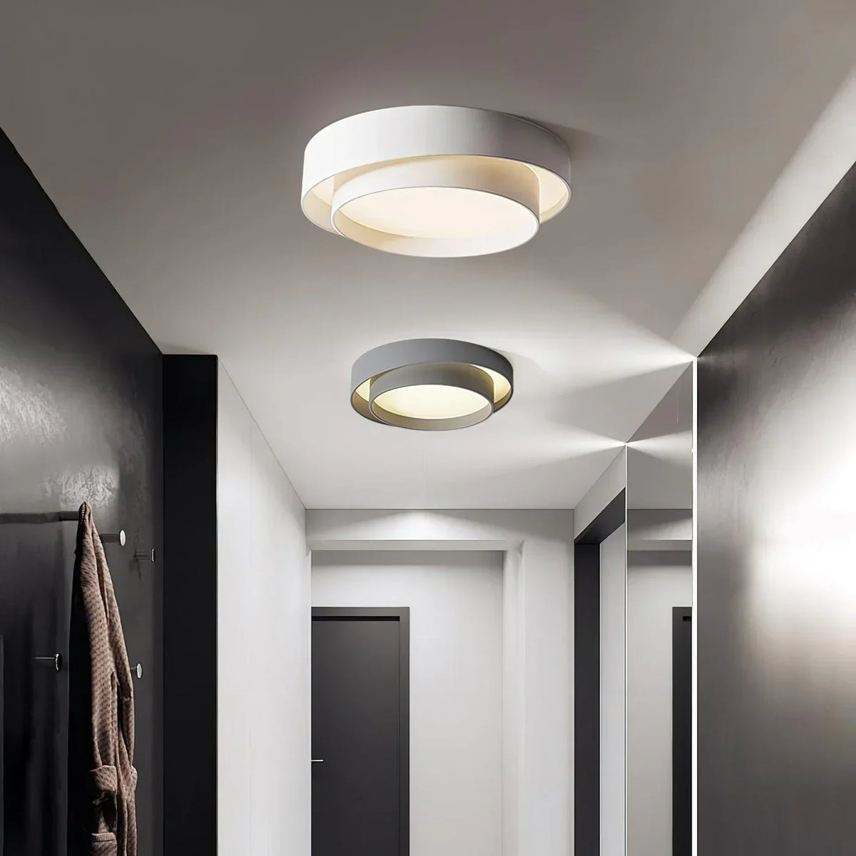 LED Deckenleuchte Metall Ø 40/50/60 cm | Schwarz, Weiss, Grau | Dimmbar per Fernbedienung, Kalt- oder Warmweiss 3