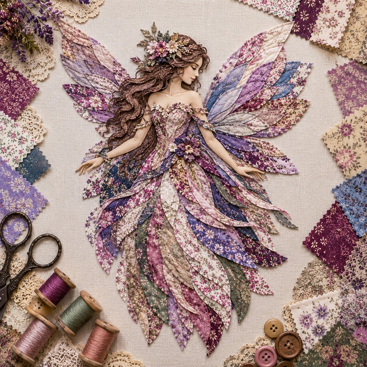 Sada Feen Patchwork DIY | Víla z květinových látek | Začátečnicky přátelská sada pro tvoření | PatchBloom