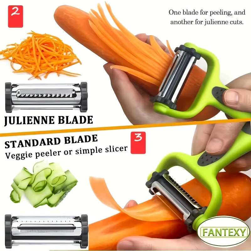 Küchenschäler 3-in-1 robust ergonomisch vielseitig mit Reibfunktion 3