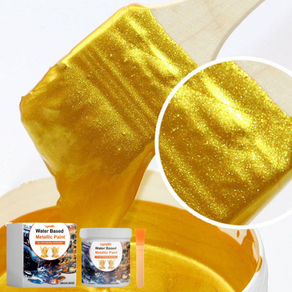 Glitzernde Hellgoldene Lackfarbe | Wasserbasis | Metallischer Goldglanz | LustreGold