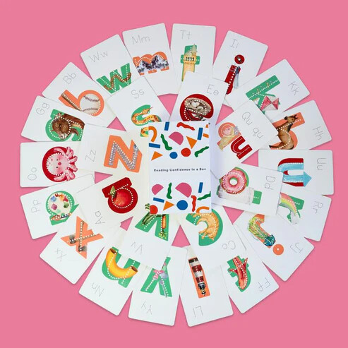 Vorschul-Alphabet-Werkzeug | mit Bild-Eselsbrücken & Kleinbuchstaben | Lernkarten mit Magnetbox | ReadyRead